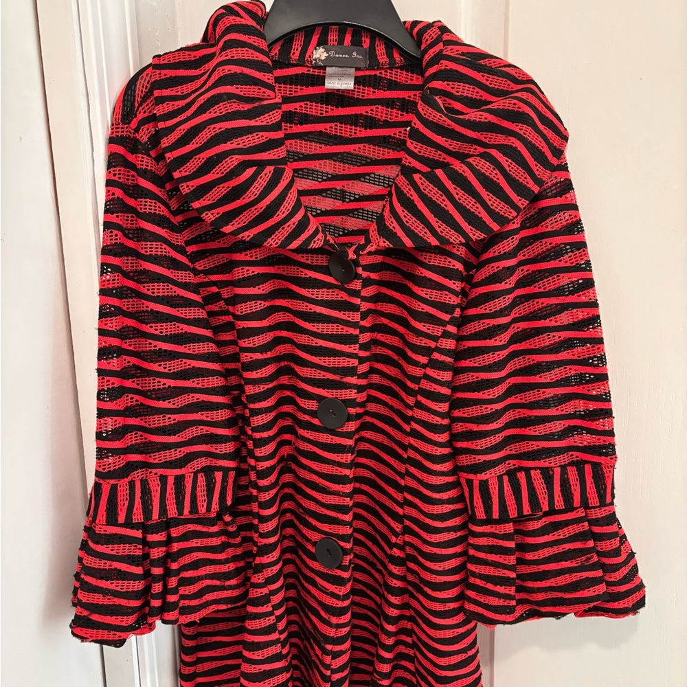 Red and Black Striped Women's Jacket